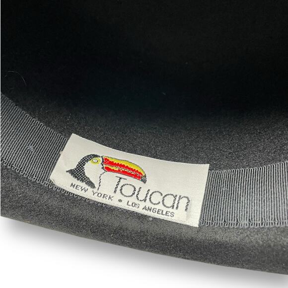 Vintage Toucan New York Hat 100% Wool Felt Bowler Derby Fedora Flowers Made USA - Picture 6 of 9